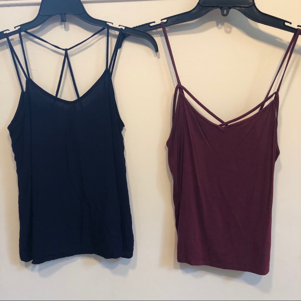 Burgundy (M) and Navy (S) tank top set